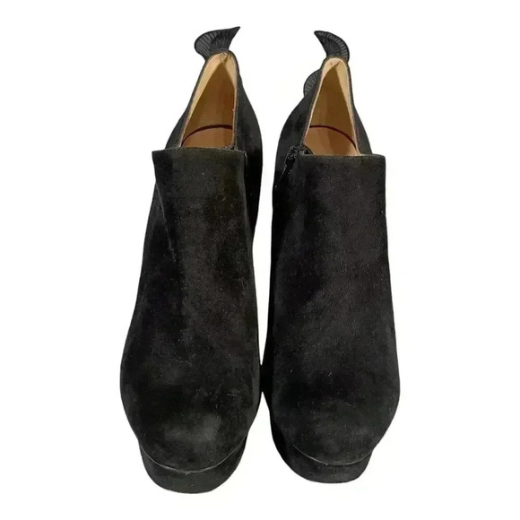 Nicholas Kirkwood Bootie Ankle Heels Shoes Ruffle Platform Black Suede 40/US 10 - Picture 7 of 11